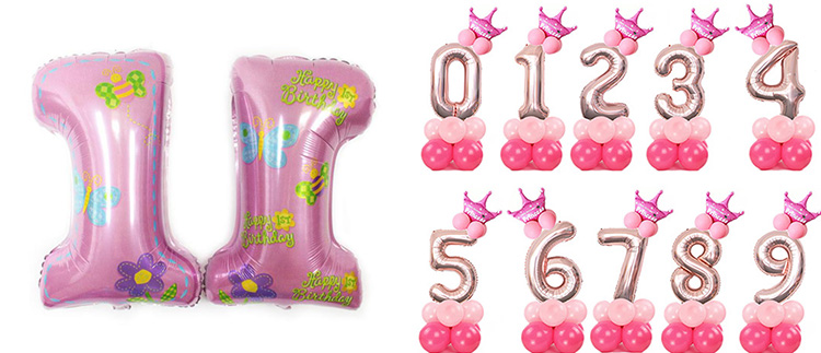 Pink number foil balloons