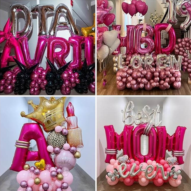 pink letter balloons